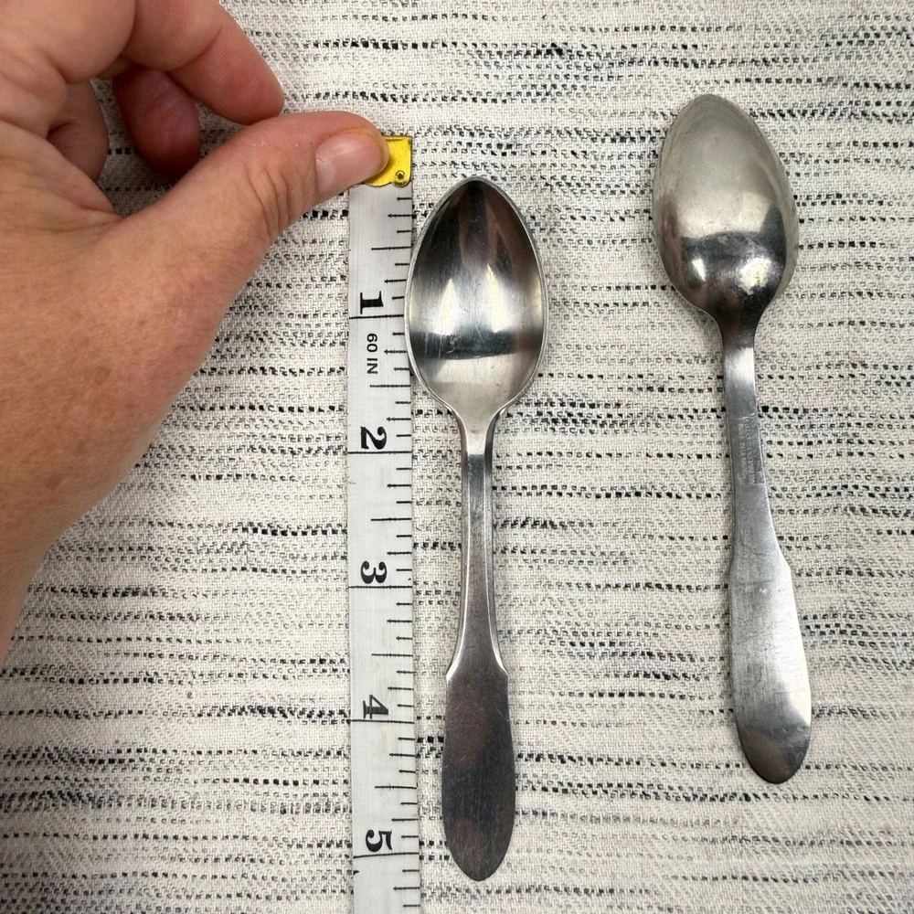 Georg Jensen Mitra Matte Stainless Steel Two Danish Teaspoons 5.25